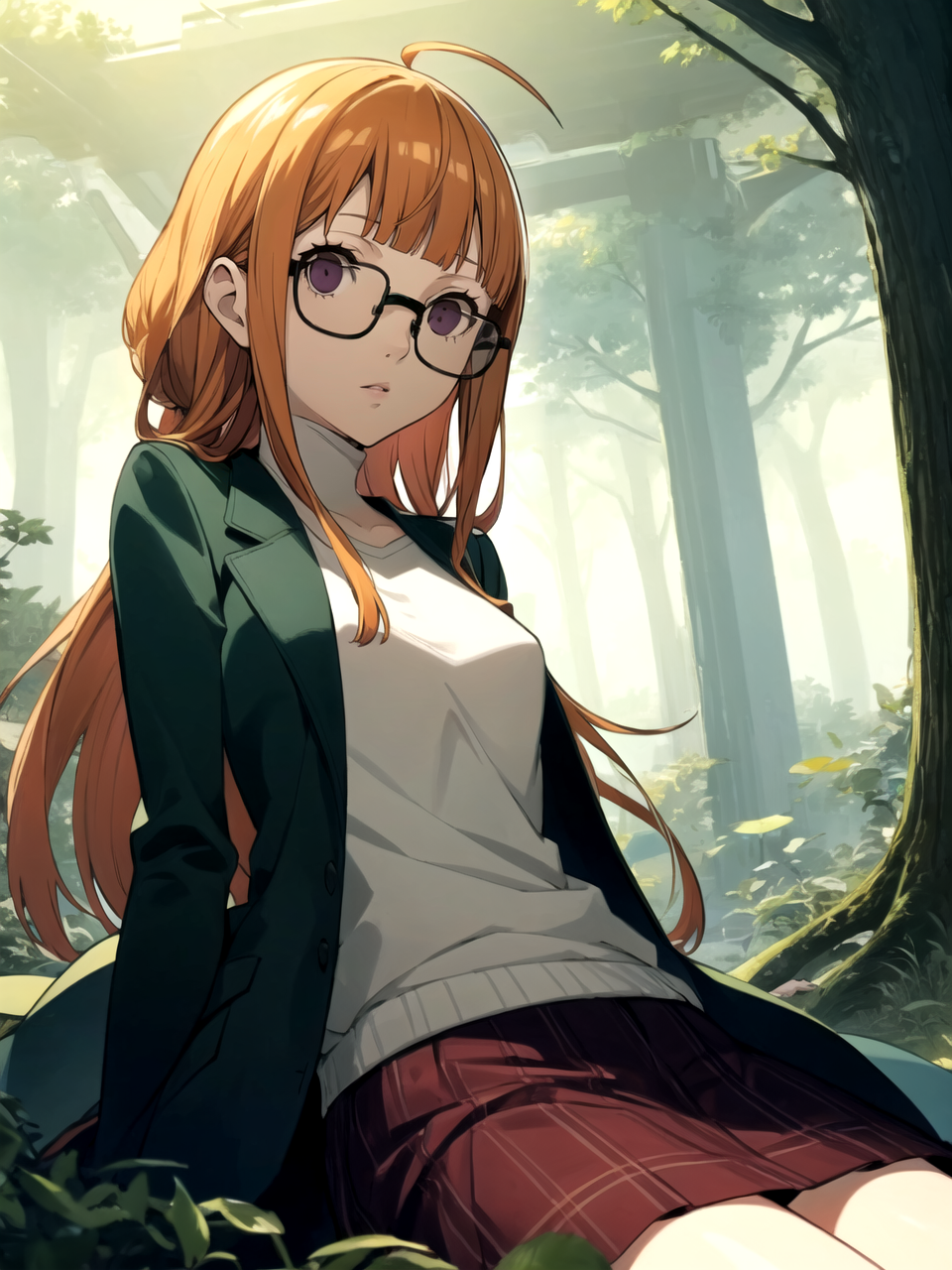 4269808624-masterpiece, best quality, 1girl, solo, dsfutaba, orange hair, long hair, blunt bangs, ahoge, purple eyes, glasses, violet turtl.png